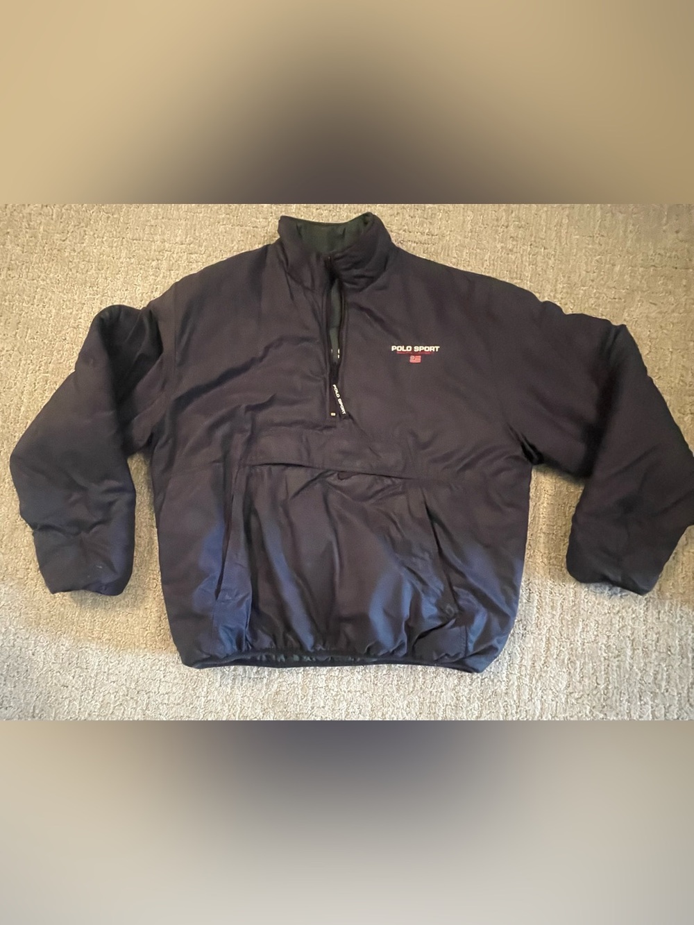 Polo Sport by Ralph Lauren Reversible Navy/Dark Green Quarter-Zip Winter Coat